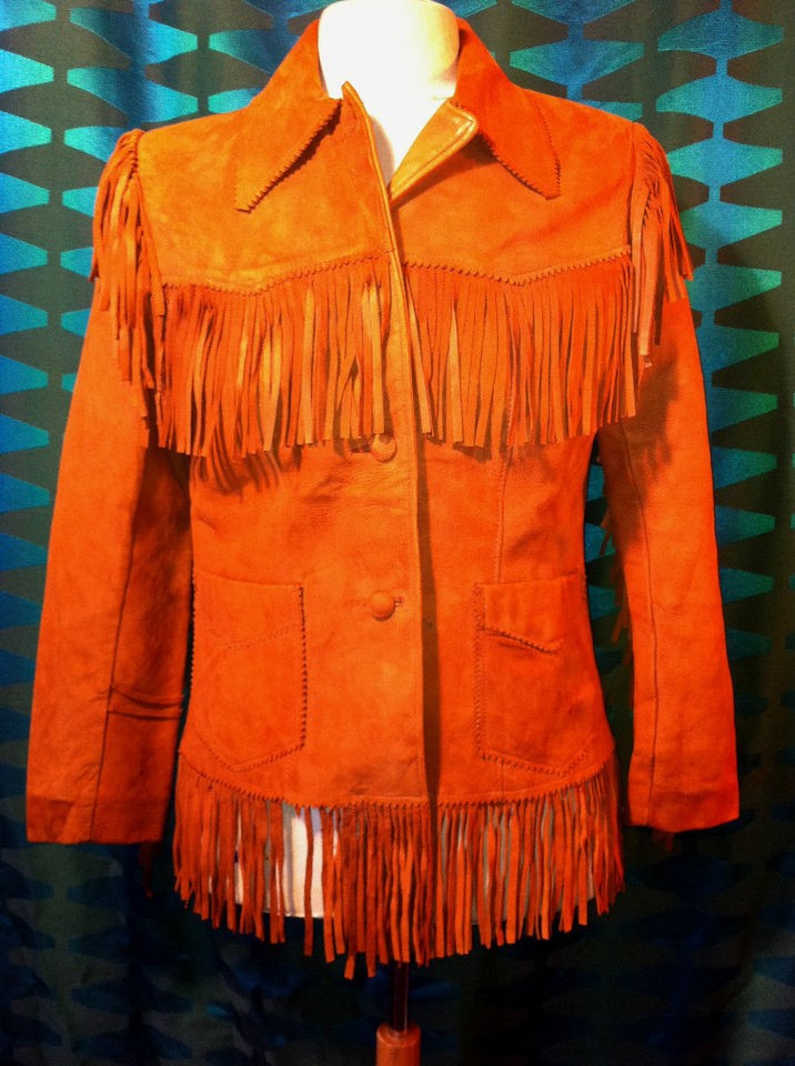 AUTHENTIC VINTAGE LEVI`S SHORTHORN 1940`S BUCKSKIN FRINGED LADIES 