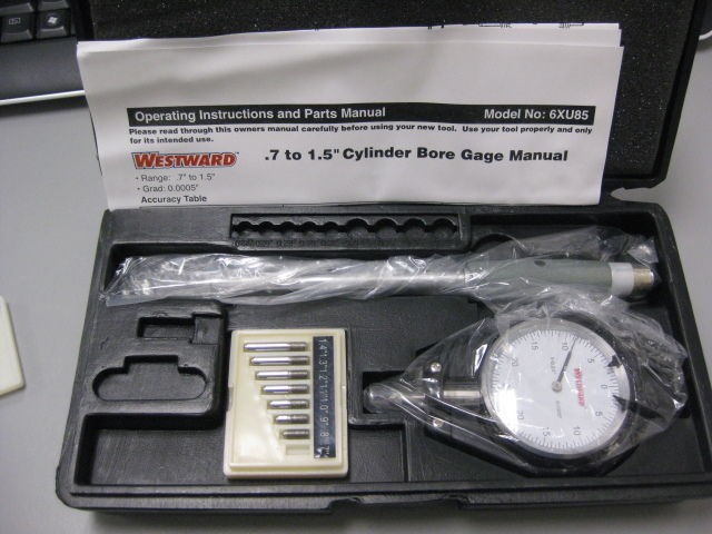 10 pc Dial Bore Gage Set .7   1.5 Range x .0005 Grads 5.25 Probe 