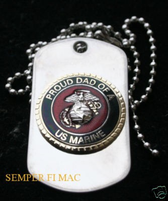 PROUD DAD OF A US MARINE DOG TAG PIN BOOT CAMP JEWELRY