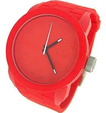 DIESEL RED SILICONE STRAP 50M MENS WATCH DZ1440