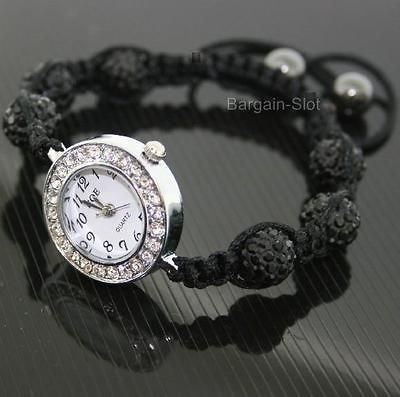 SHAMBALLA CRYSTAL DISCO BALL BLACK BLING BRACELET SHAMBALA WATCH FREE 