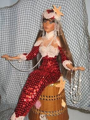 Rustie doll porcelain artist original Rubies of the Sea red white 