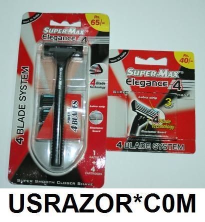 Supermax Elegance 4 BLADES Razor fits Gillette Sensor3 Excel Refill 