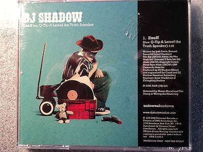 DJ SHADOW Enuff (feauturing Q Tip & Lateef the Truth Speaker) PROMO CD 