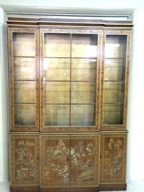 Mid Century Oriental Drexel Heritage China Cabinet With Painted 