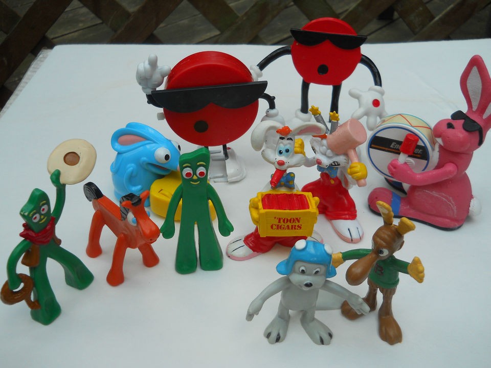 1980,VTG (13) BENDABLE PLASTIC 3 ADVERTISING/MOVIE/CARTOON CHARACTERS 