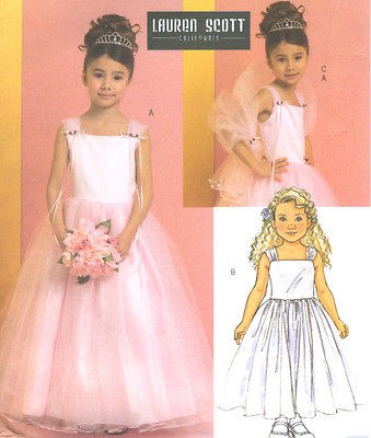 Girls Childs Evening Dress Wrap Sewing Pattern Tea Length Petticoat 