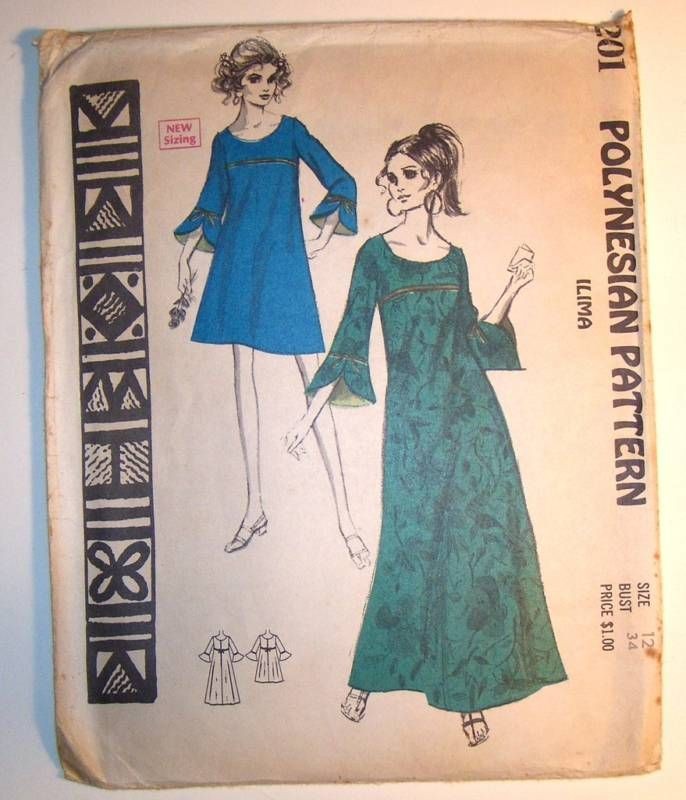 Vintage Polynesian Dress Pattern Hawaii ILIMA Sz 12