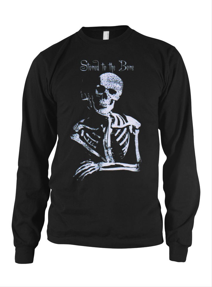 Stoned To the Bone Thermal Long Sleeve Shirt Skeleton Stoner Blazed 