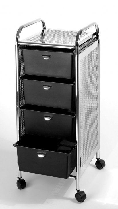 PIBBS #D27 4 DRAWER STORAGE CART WHEELS, STAINLESS STEEL TOP & SIDES