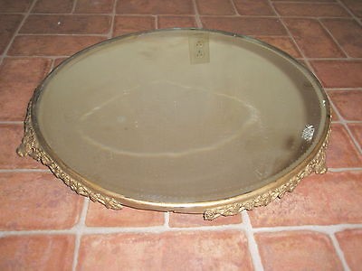 Vintage Antique 1900s Vanity Mirror Ornate Brass Footed Vanity Table 