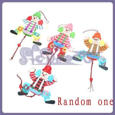 Wooden Pull String Clown Dancing Puppet Toy Arms Legs Go Up Down Kids 