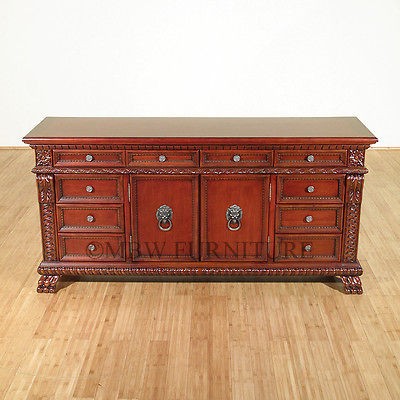 6Ft Wide Solid Wood Cherry Rococo 10 Drawer Dresser Chest 723