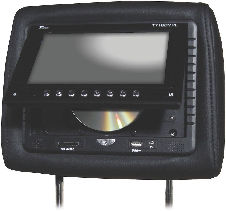   T718DVPLBK 7 BLACK DUAL HEADREST WIDESCREEN MONITORS W/ DVD PLAYER