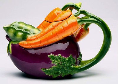 Eggplant & Carrot Porcelian Teapot,Kitchenware Vegetable