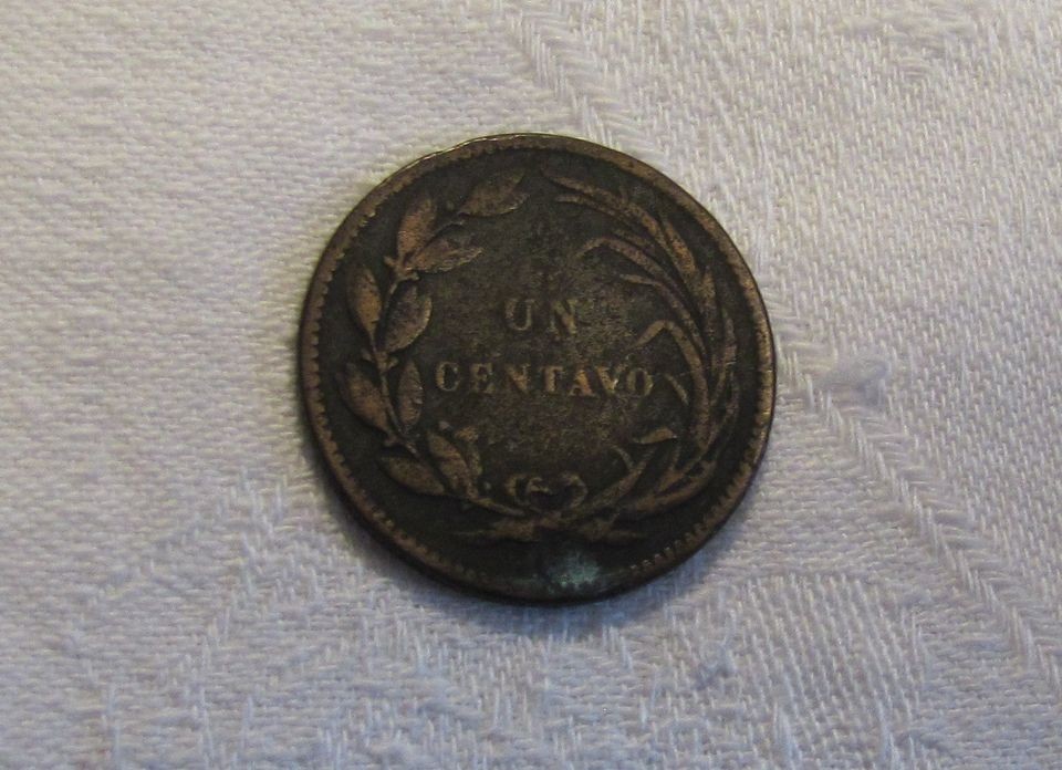 1872 Ecuador 1 Centavo Coin
