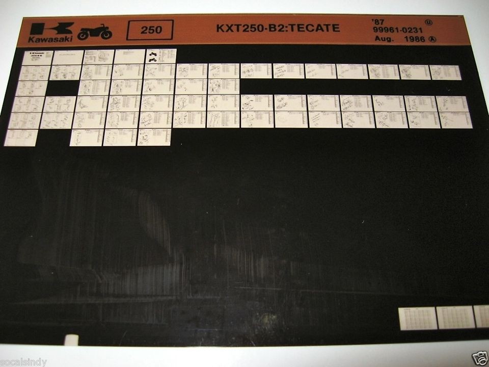   1987 KXT250 B2 Tecate ATV, ATC 3 wheeler, Parts List Manual Microfiche