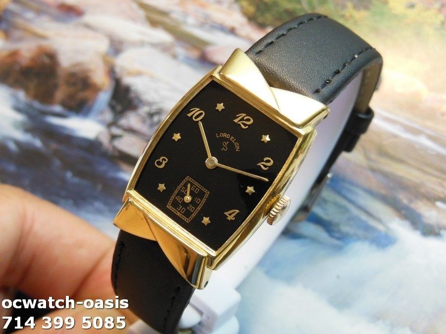 1953 Vintage Lord Elgin 21J , Stunning BLACK Dial , Serviced , Buy It 