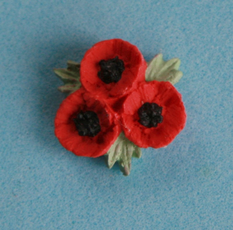 POPPY TRIO LAPEL PIN flower jewellery MADE IN WALES