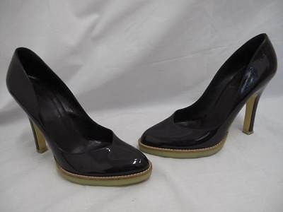 Gucci Eggplant Patent Leather Rubber Sole Platform Heels 7 B