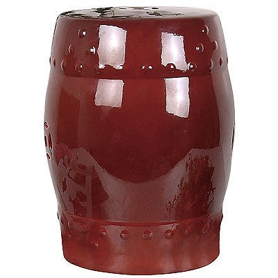 18 Ceramic Garden Stool Burgundy   68136