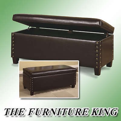 NEW ESPRESSO CAPPUCCINO OTTOMAN STORAGE ENTRYWAY BENCH FOOT STOOL SEAT 