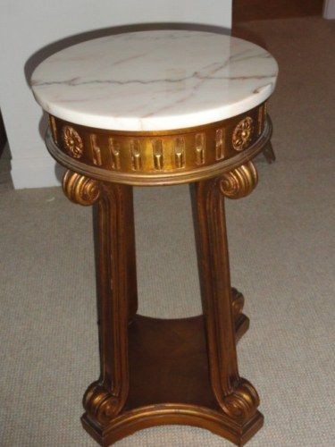 HOLLYWOOD REGENCY WEIMAN HEIRLOOM PEDESTAL MARBLE TOP