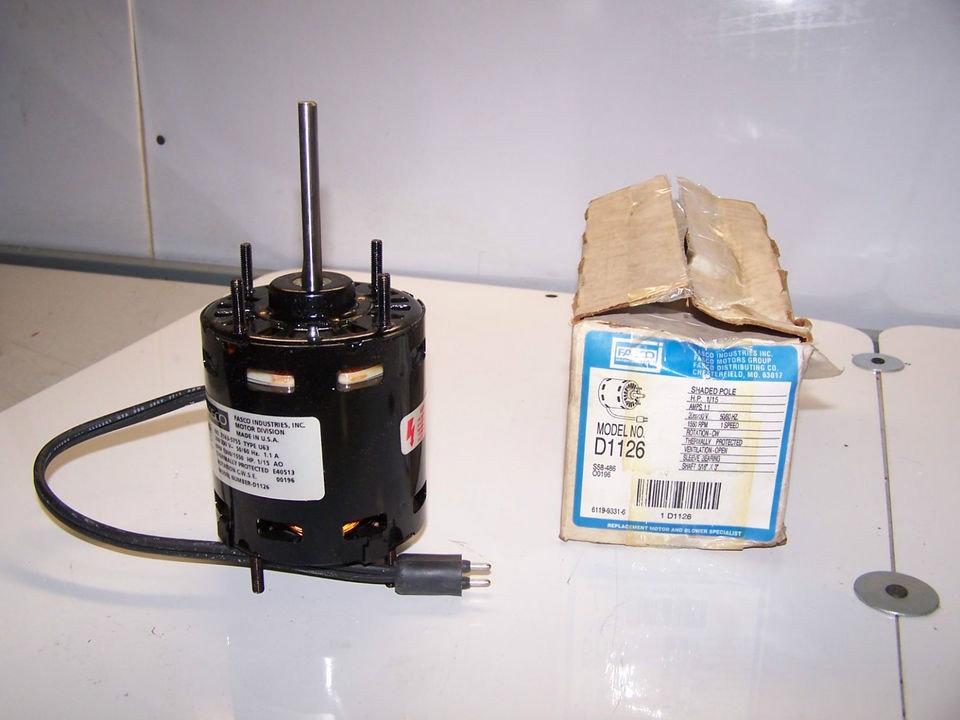 NEW FASCO SHADED POLE REFRIGERATION MOTOR 1/15 HP 208/230 VAC 115 RPM 