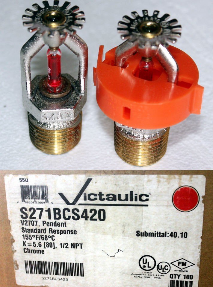 25 Victaulic Chrome Pendent Fire Sprinkler Heads UL/FM 1/2 NPT, 155*F 