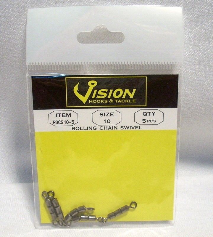   R3CS10 5 Size 10 Rolling Chain 3 Barrel Swivels 5ct Fishing Tackle New