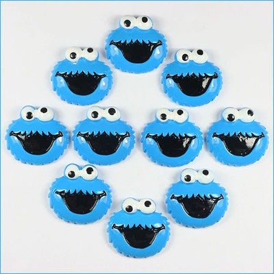 10pcs Resin Cookie Monster Flatback Scarpbooking Girl Hair Bow Center 