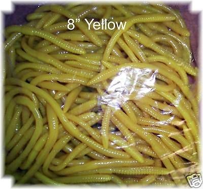 Yellow Soft Plastic Fishing Worm Bag of 10