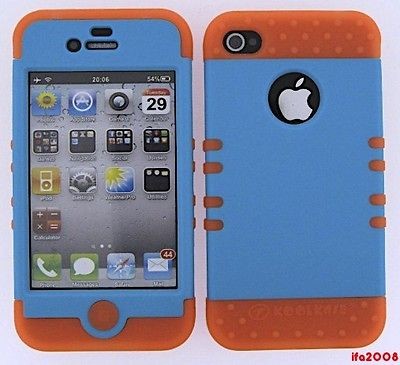   GEL COMBO IPHONE 4S 4 SKIN COVER CASE NEON FLUORESCENT LIGHT BLUE