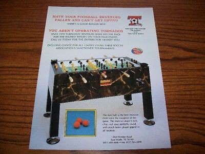 1990s TORNADO TABLE SOCCER FOOSBALL ORIG SALES FLYER