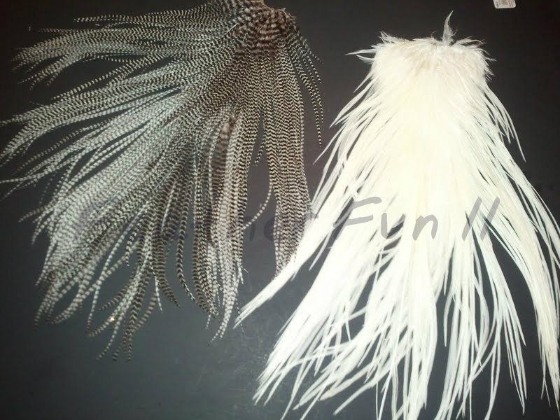   Metz BRIGHT & Natural Mix LONG Rooster Saddle Hackle Feathers Grizzly