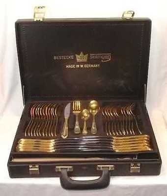 Besteke Solingen SBS Goldplated Flatware set, 71 piece with case