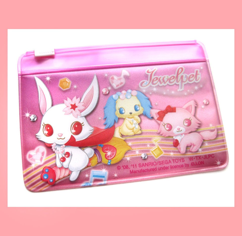 Sanrio Jewelpet Rabbit Puppy Cat pink Card Holder zip bag