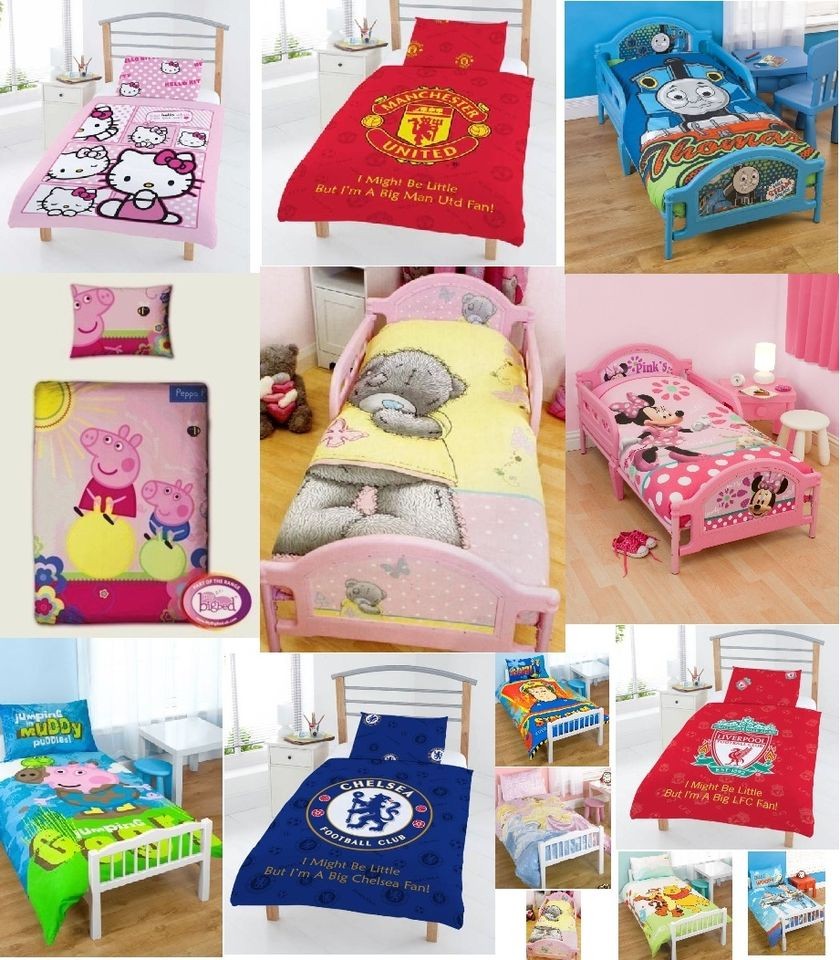   COT BED DUVET COVER SET DISNEY KIDS TV CHARACTER OR FOOTBALL CLUB