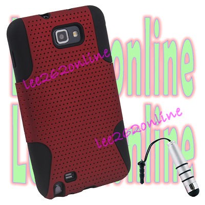   Silicone Case For Samsung i9220 Galaxy Note N7000 Red+stylus silver