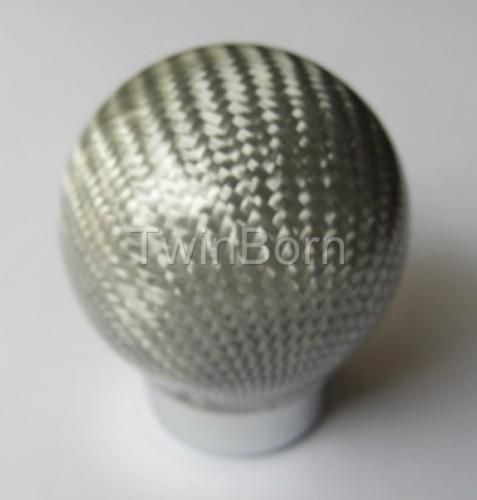 Siver 3K Carbon Fiber Shift Knob Head Ball For Ford Lincoln Jeep 