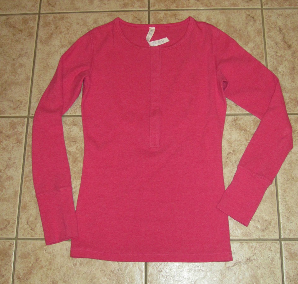   Organic Hatha Henley Heathered Fruity Tootie Heathered Pink Sz 10