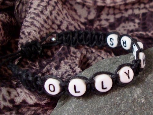   MURS Black Hemp Bracelet Personalised Letter Beads Handmade Friendship