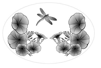 MORNING GLORY DRAGONFLY static cling etched glass decal