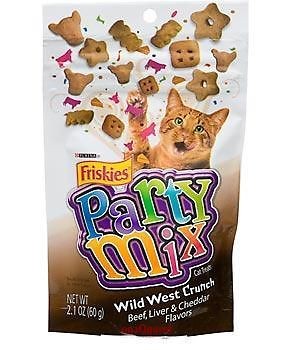 Friskies PARTY MIX CAT TREATS WildWest Crunch 2.1oz Beef Liver Cheddar 