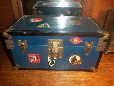 Vintage 1930s Tin Toy Chest Steamer Trunk Lindbergh Santa Fe RR 