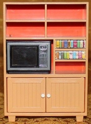   Smaller Homes doll house furniture bookcase TV books livingroom den