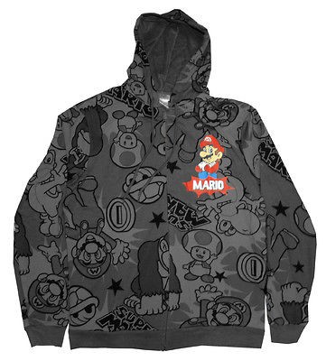 Super Mario Bros Nintendo Cast Collage Video Game Adult Zip Up Hoodie