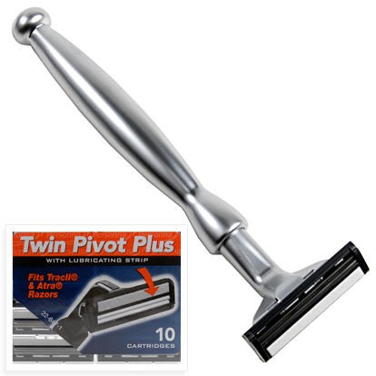 All Metal Gillette Atra Compatible Razor & 10 Personna Pivot Plus 