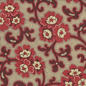 Moda French General Chateau Rouge Floral Toussaint Fabric in Roche Red 