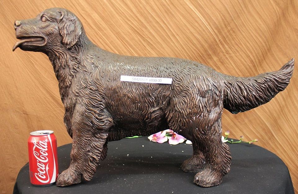 YOUNG RETRIEVER DOG BRONZE SCULPTURE VERY LARGE STATUE GARDEN FIGURINE 